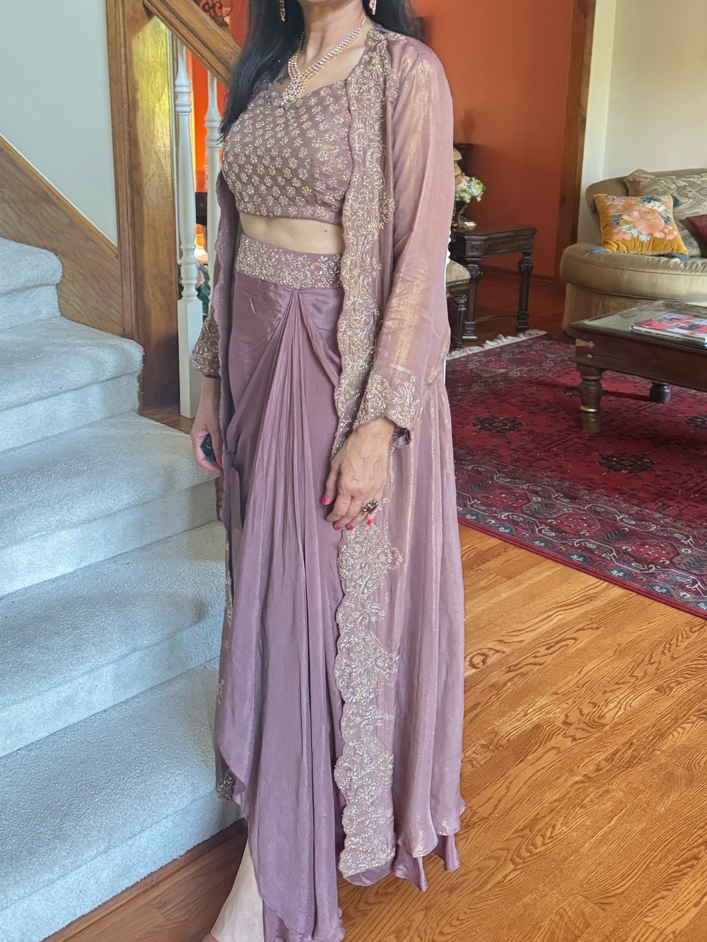 Embroidered Mauve Women's Lehnga Skirt Set